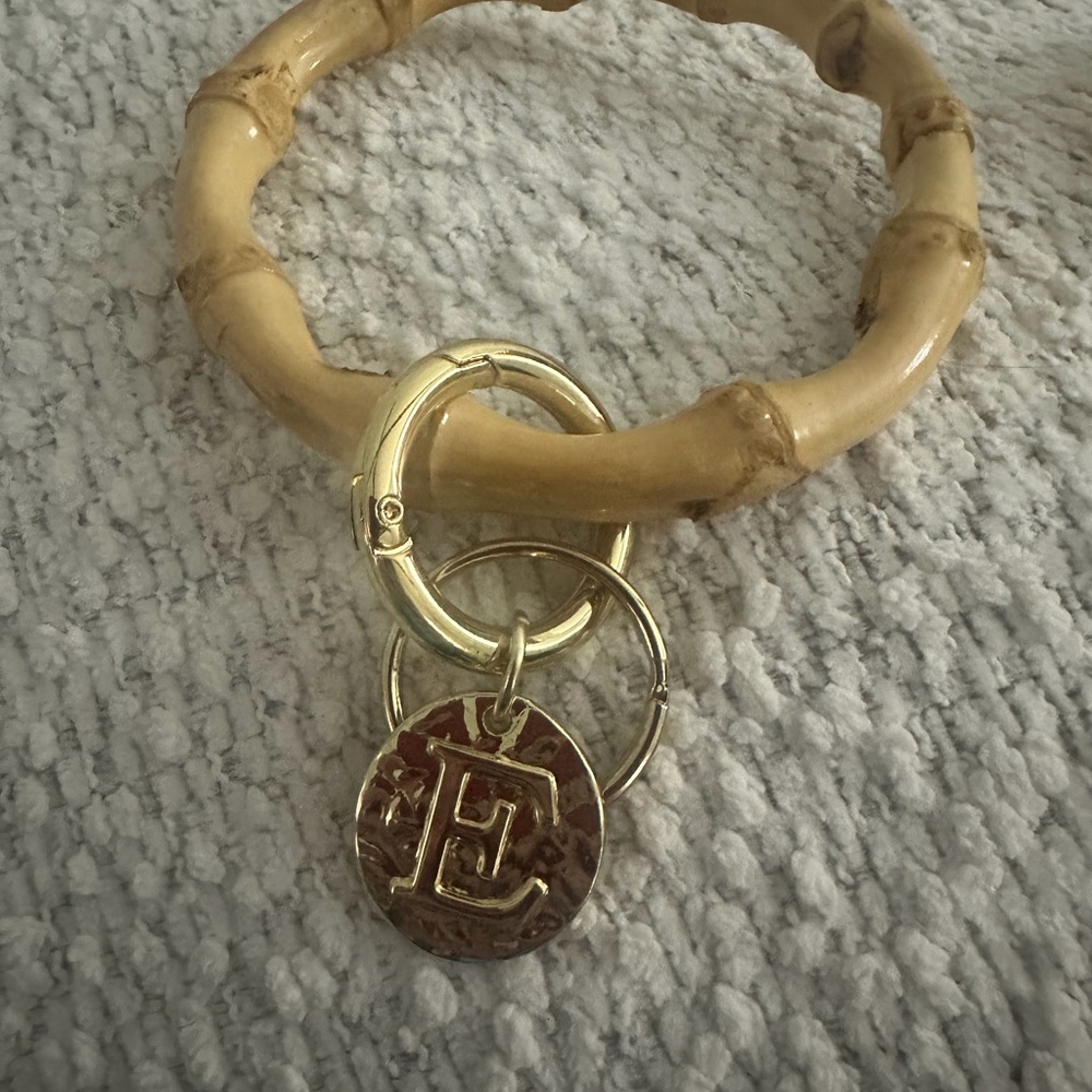 Bamboo Style Keyring with Inital - Picture 5 of 12